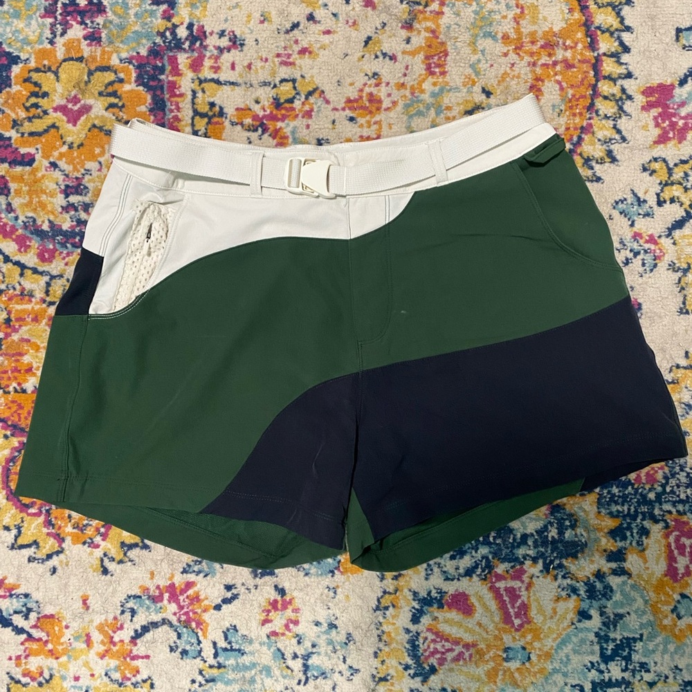 Outdoor Voices Green and White RecTrek shorts